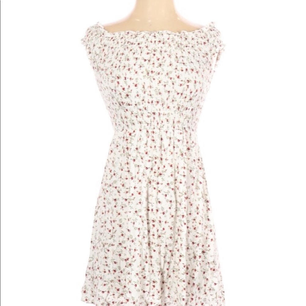 Smocked off the shoulder rosebud dress
